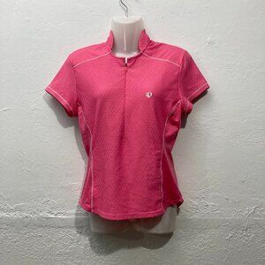 Pearl Izumi Women's Short Sleeve Cycling Jersey Top Pink Back pockets Half zip S